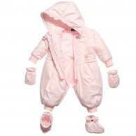MISS BLUMARINE Baby Girl Pink Frilly Hooded Snowsuit