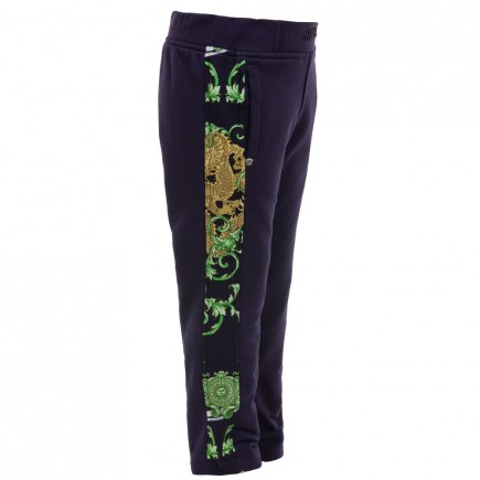 YOUNG VERSACE Boys Navy Blue 'Dragon' Print Tracksuit Trouser